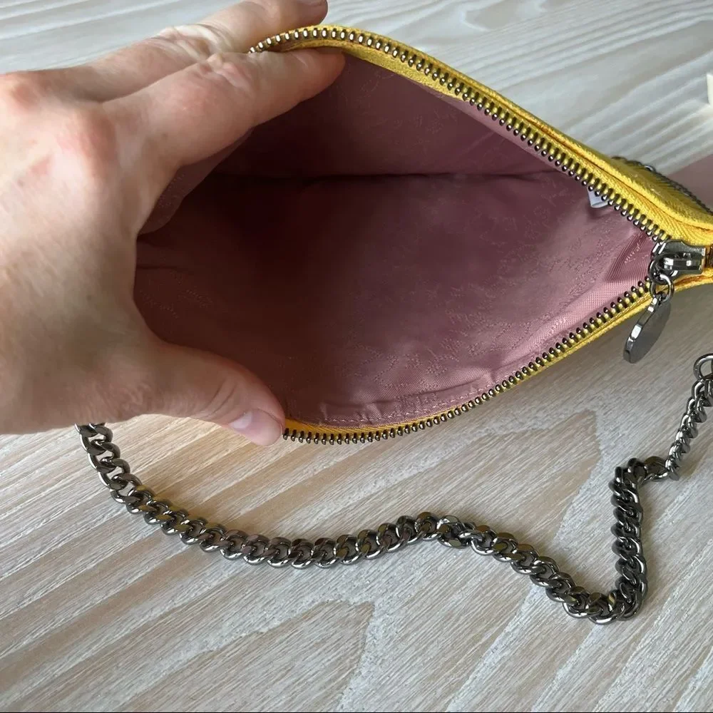 Stella McCartney Falabella Pouchette Bag Yellow Vegan Leather NEW